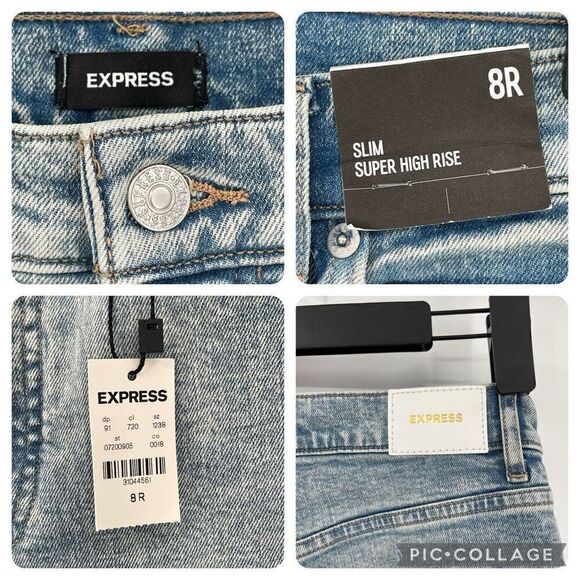 Express Slim Super High Rise Distressed Jeans Light Wash Women 8 Regular NWT - Picture 9 of 10
